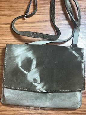 New Delaney Suede Tie-Dye Suede Crossbody Bag in Olive Green and Light Gray